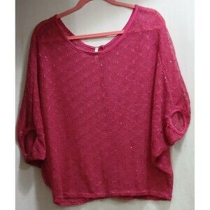 Sweet Pea Maternity Size Medium Polyester Stretch S/S Pullover Peep Holes Pink